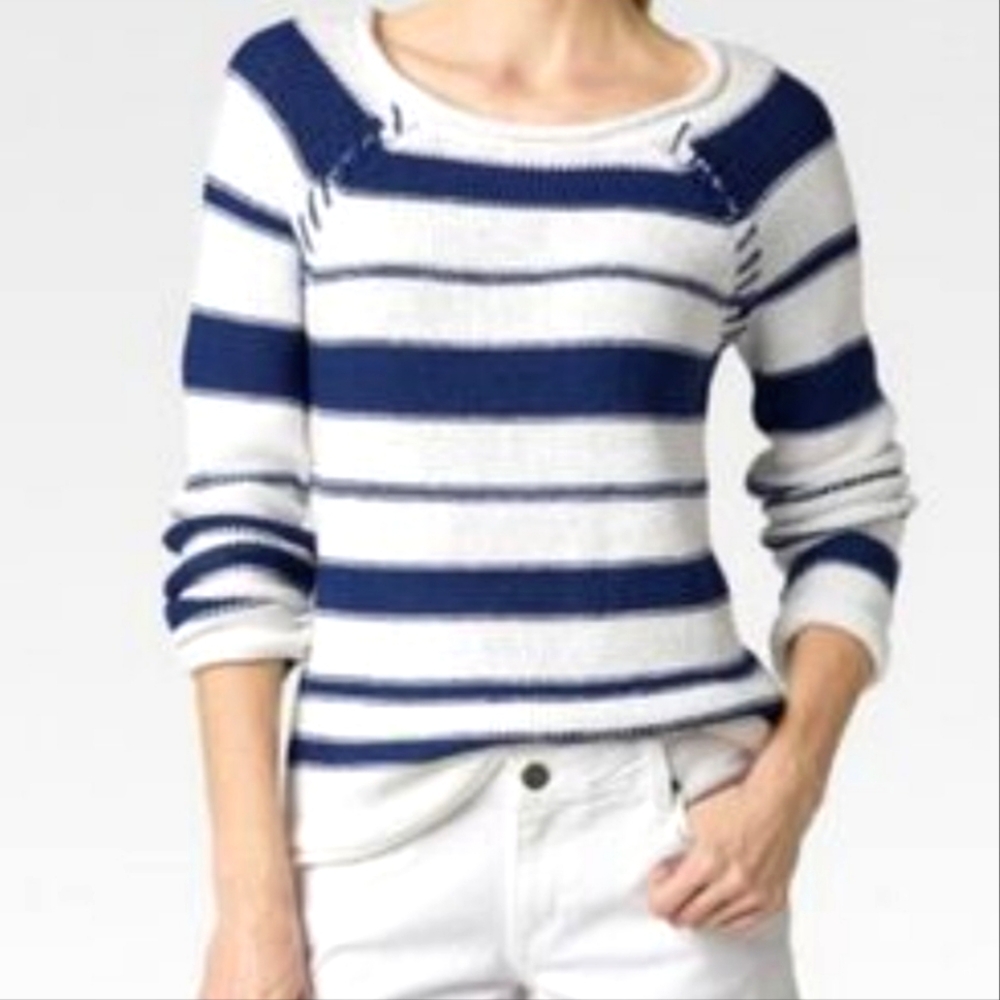 Paige Sweater Nautica Navy Striped Cotton Whip Stitch‎